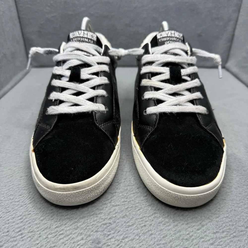 Vintage Havana Zefy Women's Size 9 Black Leather Silver Glitter Star Sneakers
